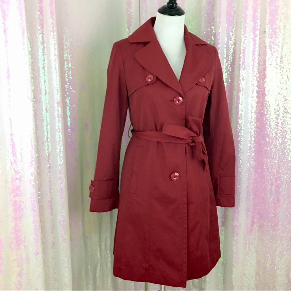 NWT Ellen Tracy Rain Coat - XS - Dark Red!